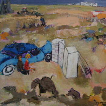 Pintura titulada "Le campement" por Alain Ponçon, Obra de arte original, Oleo Montado en Bastidor de camilla de madera
