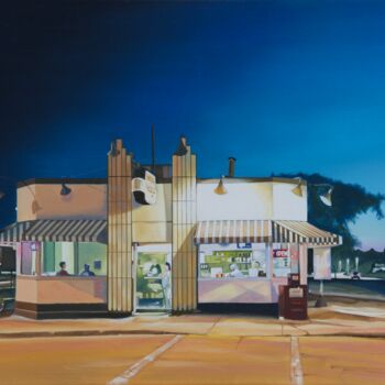 Painting titled "Powers Hamburgers" by Alain Retiere, Original Artwork, Oil