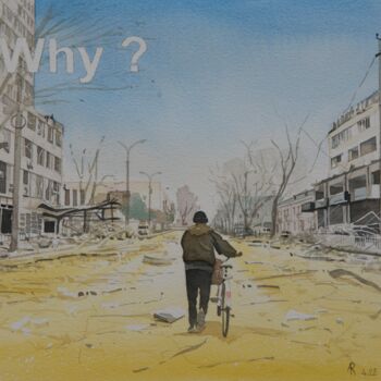 Schilderij getiteld "Why ?" door Alain Retiere, Origineel Kunstwerk, Aquarel