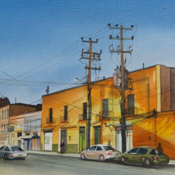 Painting titled "Rue de Toluca" by Alain Retiere, Original Artwork, Watercolor