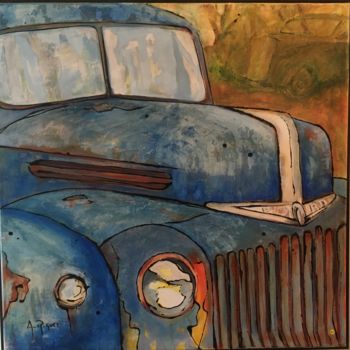 Painting titled "Epave Pick up Ford" by Alain Riguet, Original Artwork, Acrylic
