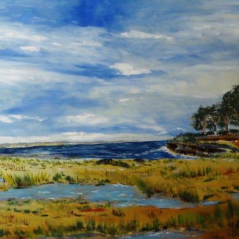 Painting titled "Bassin d'Aarcachon-…" by Alain Rivier, Original Artwork, Oil