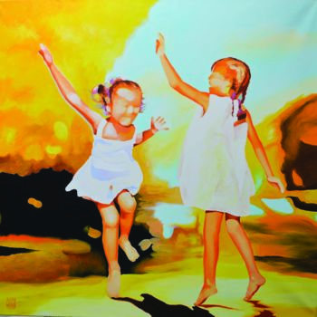 Pittura intitolato "dansent les filles.…" da Alain Rolland, Opera d'arte originale