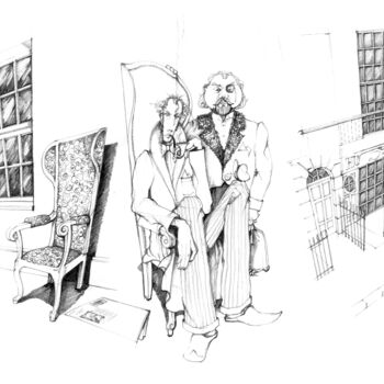 Rysunek zatytułowany „Etude Sherlock Holm…” autorstwa Alain Rouschmeyer, Oryginalna praca, Ołówek