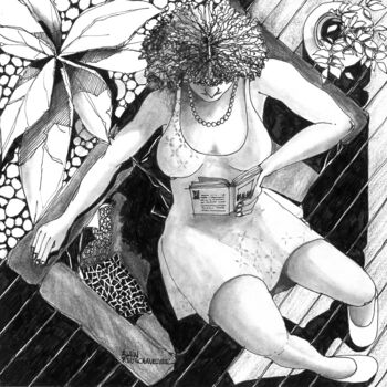 Dibujo titulada "Canicule" por Alain Rouschmeyer, Obra de arte original, Tinta Montado en Bastidor de camilla de madera