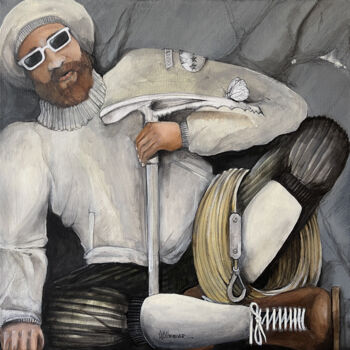 Pintura titulada "SUR LE PIOLET" por Alain Rouschmeyer, Obra de arte original, Acrílico Montado en Bastidor de camilla de ma…