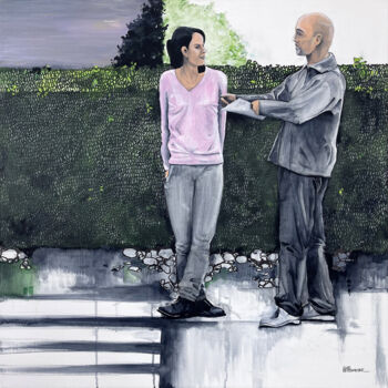 Painting titled "AGATHE & JULIEN" by Alain Rouschmeyer, Original Artwork, Acrylic Mounted on Wood Stretcher frame