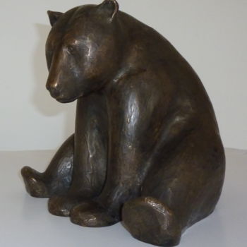 Sculpture intitulée ""L'assis ours fidèl…" par Alain Scherantz, Œuvre d'art originale, Métaux