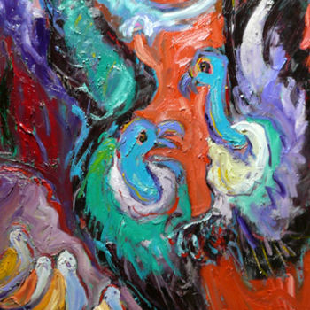 Painting titled "les vautours et les…" by Alain Schmitt, Original Artwork