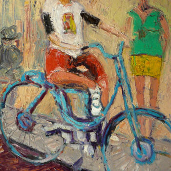 Painting titled "la-mobylette.jpg" by Alain Schmitt, Original Artwork, Oil