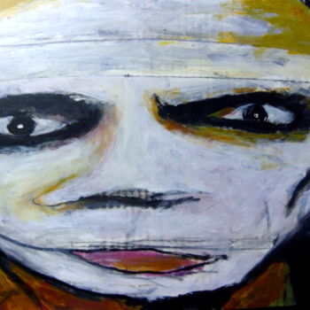 Painting titled "Autoportrait tiré" by Alain Tardieu, Original Artwork, Acrylic