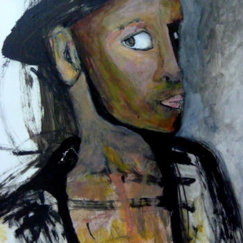 Peinture intitulée "Autoportrait au cha…" par Alain Tardieu, Œuvre d'art originale, Acrylique