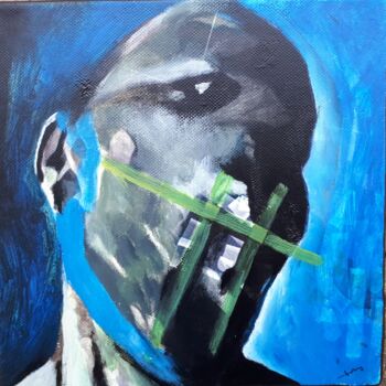 Картина под названием "Autoportrait bleu" - Alain Tardieu, Подлинное произведение искусства, Акрил