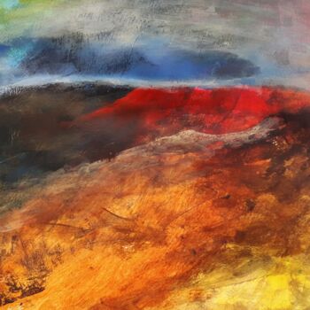 Картина под названием ""La colline rouge"" - Alain Tardieu, Подлинное произведение искусства, Акрил