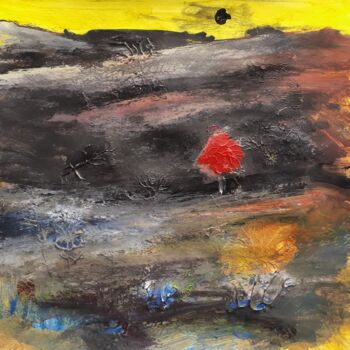 Pintura intitulada ""L'arbre rouge"" por Alain Tardieu, Obras de arte originais, Acrílico