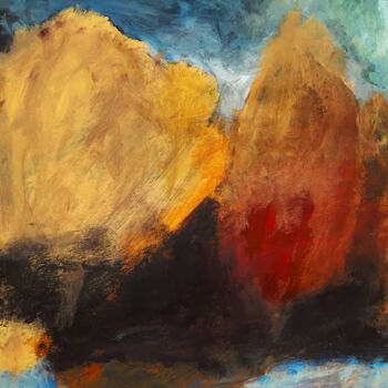 Peinture intitulée ""Les arbres flammes"" par Alain Tardieu, Œuvre d'art originale, Acrylique Monté sur Châssis en bois