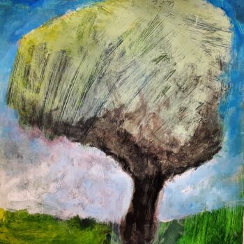 제목이 ""Le vent""인 미술작품 Alain Tardieu로, 원작, 아크릴 나무 들것 프레임에 장착됨