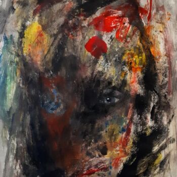 Картина под названием ""  visage 10 "" - Alain Tardieu, Подлинное произведение искусства, Акрил Установлен на Деревянная рам…