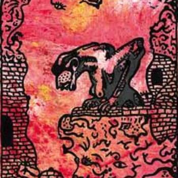Painting titled "Gargoyle 3" by Alain Valet, Original Artwork