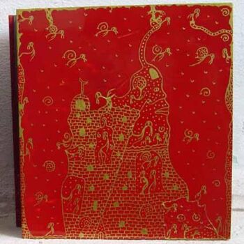 Dibujo titulada "Red leporello book…" por Alain Valet, Obra de arte original