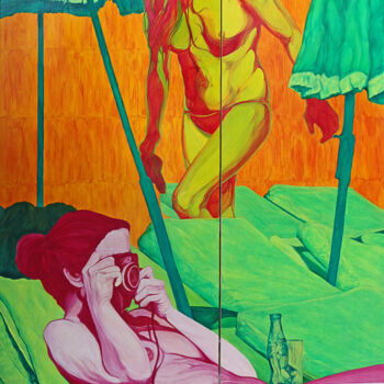 Pintura titulada "La chute d'Icare 2" por Alain Vintenon, Obra de arte original, Acrílico