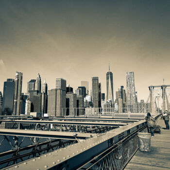Fotografia intitolato "pont de Brooklyn et…" da Alain Wacquier, Opera d'arte originale, Fotografia digitale