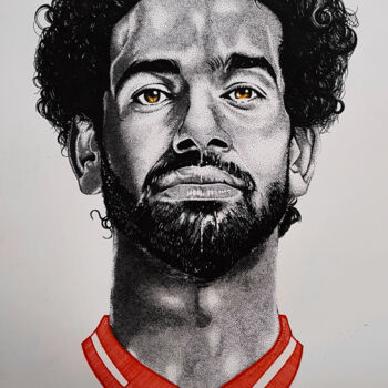 Σχέδιο με τίτλο "Salah" από Alain Wankwini, Αυθεντικά έργα τέχνης, Γέλη στυλό