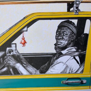 Drawing titled "Taxi driver" by Alain Wankwini, Original Artwork, Gel pen