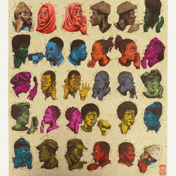 Desenho intitulada "The Gossipers" por Alain Wankwini, Obras de arte originais, Caneta de gel