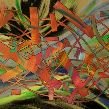 Ζωγραφική με τίτλο "abstract-festif.jpg" από Alain Yerly, Αυθεντικά έργα τέχνης, Ακρυλικό