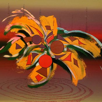 Pittura intitolato "abstract-fleurs-du-…" da Alain Yerly, Opera d'arte originale, Acrilico