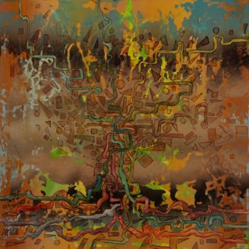 Pintura titulada "arborecents.jpg" por Alain Yerly, Obra de arte original, Acrílico