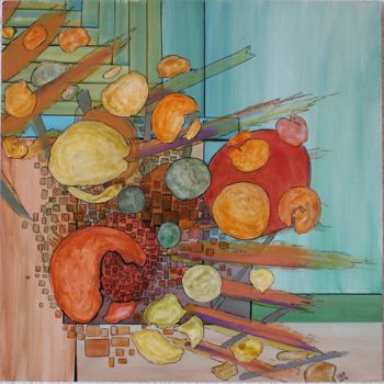 Peinture intitulée "corbeille-fruits.jpg" par Alain Yerly, Œuvre d'art originale, Autre
