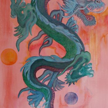 Painting titled "dragon-1964.jpg" by Alain Yerly, Original Artwork, Acrylic