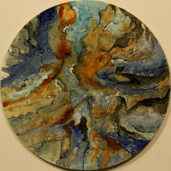 Painting titled "Fond rond 0.1" by Alain Yerly, Original Artwork, Acrylic