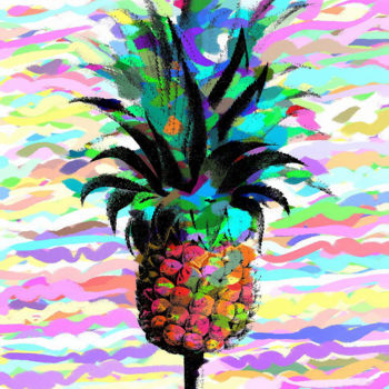 Arts numériques intitulée "Ananas" par Alain Bali, Œuvre d'art originale, Peinture numérique