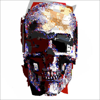 Digitale Kunst getiteld "Skull with Band Aid…" door Alain Bali, Origineel Kunstwerk, Digitaal Schilderwerk