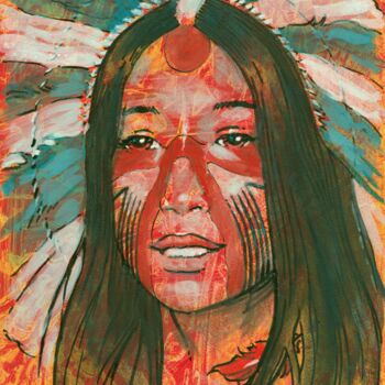 Peinture intitulée "Femme d'Amazonie" par Alain Barat, Œuvre d'art originale, Aquarelle