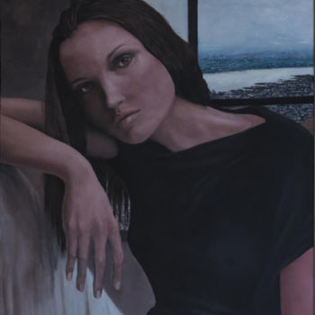 Peinture intitulée "La dame du fleuve" par Alain Barbance, Œuvre d'art originale, Huile