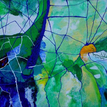 Картина под названием "Du vert au bleu" - Alain Boissel, Подлинное произведение искусства, Акрил Установлен на Деревянная ра…