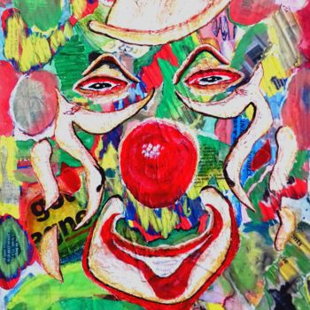 Schilderij getiteld "le clown - tableau" door Alain Du Mortier, Origineel Kunstwerk, Acryl