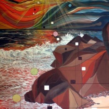 Malerei mit dem Titel "LA DERNIERE VAGUE" von Alain Faure, Original-Kunstwerk, Acryl Auf Keilrahmen aus Holz montiert