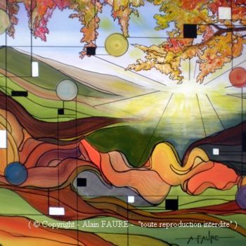 제목이 "HAUT FOLIN"인 미술작품 Alain Faure로, 원작, 아크릴 나무 들것 프레임에 장착됨