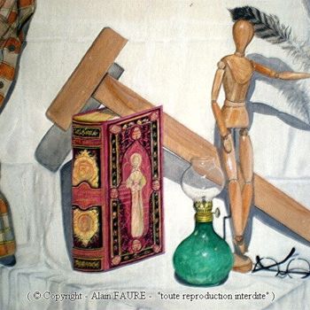 Pintura titulada "MANNEQUIN A LA PLUME" por Alain Faure, Obra de arte original, Acrílico Montado en Bastidor de camilla de m…