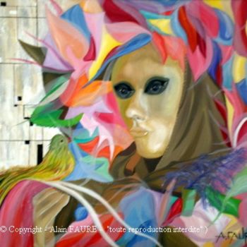 Painting titled "CAPPELLO DI VENEZIA" by Alain Faure, Original Artwork, Acrylic Mounted on Wood Stretcher frame
