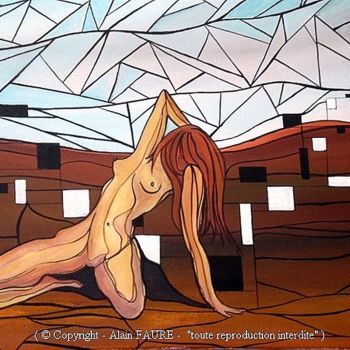 Painting titled "MUSE DE TERRE" by Alain Faure, Original Artwork, Acrylic Mounted on Wood Stretcher frame