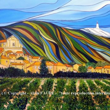 Painting titled "VENTOUX SENTINELLE…" by Alain Faure, Original Artwork, Acrylic Mounted on Wood Stretcher frame