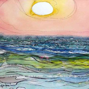 Pittura intitolato "SOLEIL BLANC" da Alain Faure, Opera d'arte originale, Acquarello