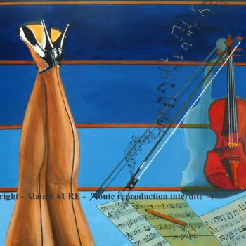Painting titled "TENTATION MUSICALE" by Alain Faure, Original Artwork, Acrylic Mounted on Wood Stretcher frame