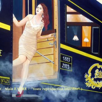 Painting titled "ORIENT-EXPRESS" by Alain Faure, Original Artwork, Acrylic Mounted on Wood Stretcher frame